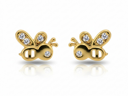 Złote kolczyki pszczoły na sztyft