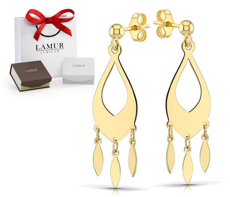 Złote kolczyki 585 łezki - wiszące