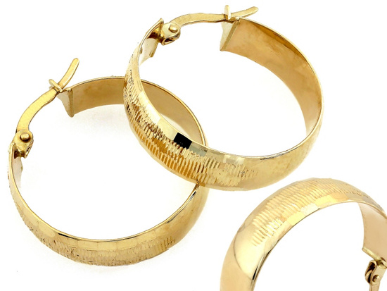 Kolczyki złote szerokie błyszczące koła 24mm