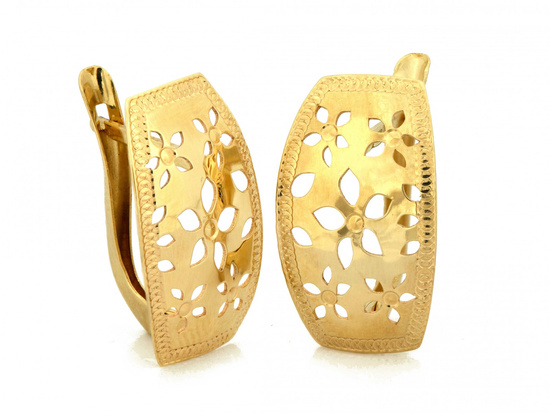 Kolczyki złote blaszki w nowoczesnej formie ażurowe