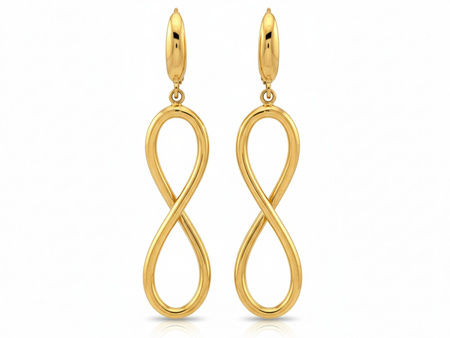 Złote kolczyki wiszące symbol nieskończoności z klasą