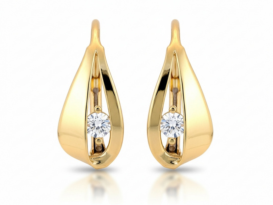 Złote kolczyki z cyrkonią angielskie zapięcie