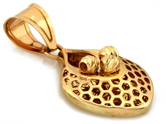 Zawieszka złota ażurowa z kulkami
