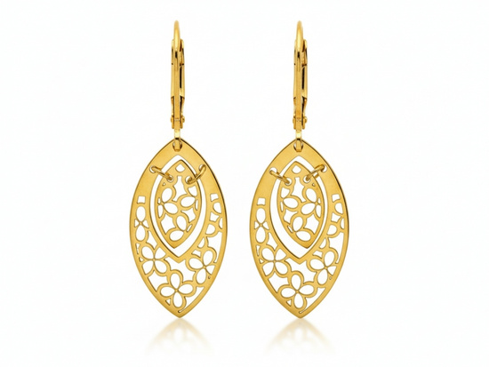 Złote kolczyki długie wiszące ażurowe idealne dla Mamy
