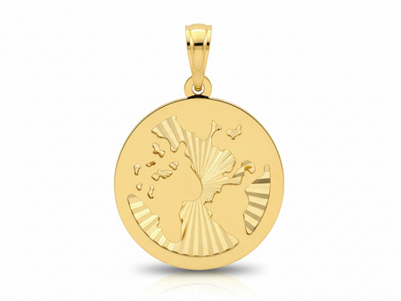 Zawieszka złota okrągła z mapą świata