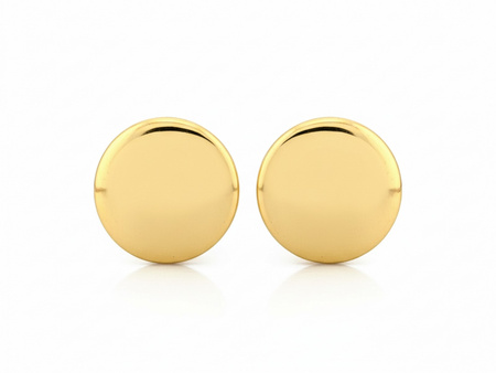 Kolczyki z żółtego złota okrągłe błyszczące na sztyfcie