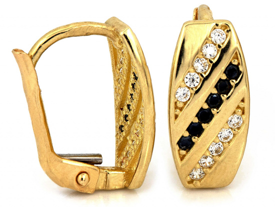 Złote kolczyki klasyczne eleganckie z cyrkoniami do każdej stylizacji