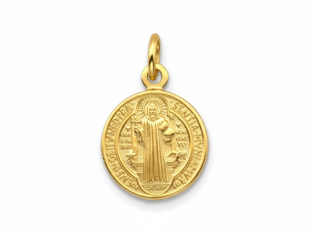 Złoty medalik dwustronny św Benedykt krzyż św Benedykta