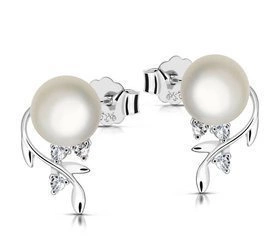 Srebrne kolczyki 925 z perłami i diamentowymi cyrkoniami