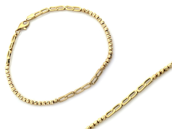 Bransoletka złota z kulkami i owalnymi elementami