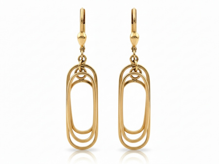 Kolczyki złote długie wiszące owalne przeplatane ruchome