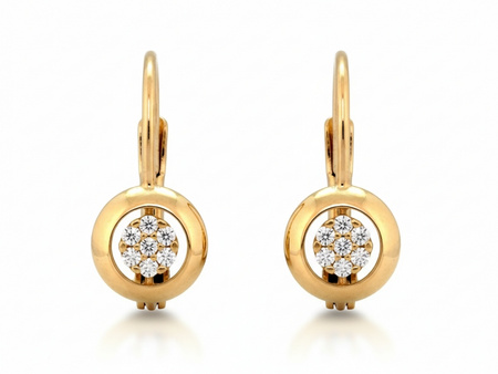 Złote kolczyki angielskie zapięcie z cyrkoniami