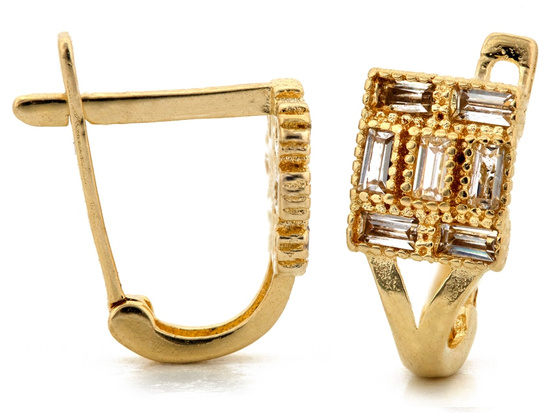 Złote kolczyki z cyrkoniami angielskie delikatne