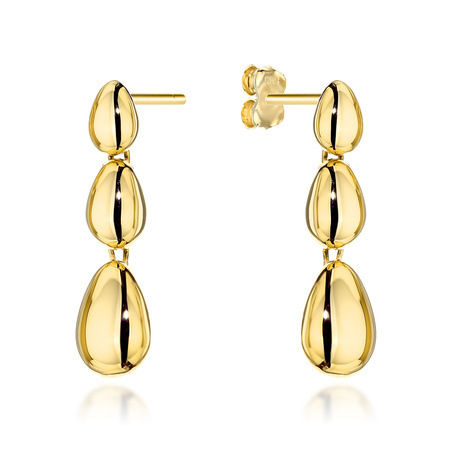 Złote kolczyki wiszące 585 wiszące diamentowane owale