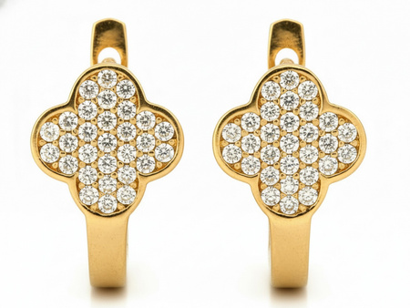 Kolczyki złote angielskie subtelne z cyrkoniami