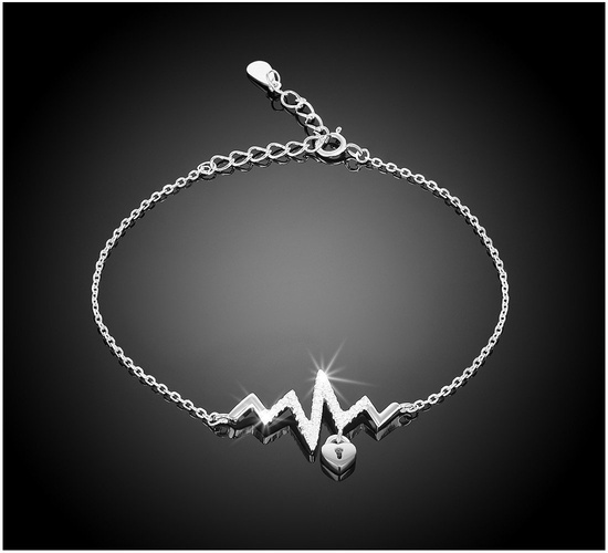 Bransoletka srebrna 925 z diamentowymi cyrkoniami - bicie serca