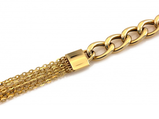 Bransoletka złota szeroka z łączonych łańcuszków elementowa