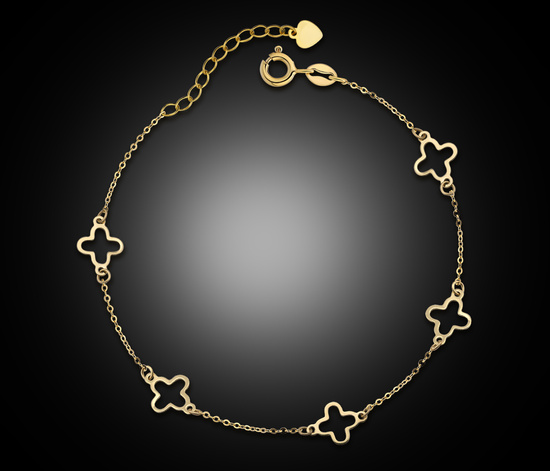 Złota bransoletka 585 - koniczynki