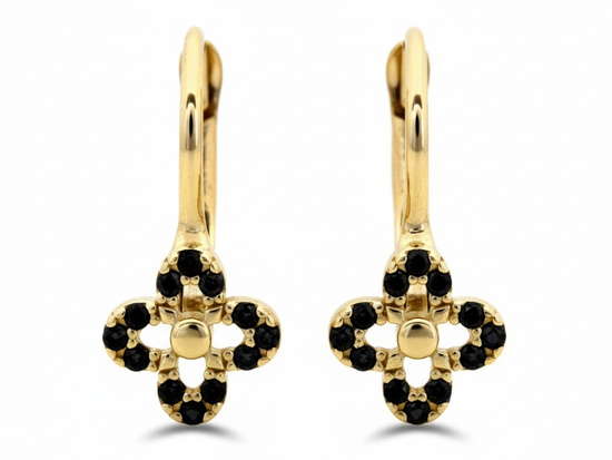 Kolczyki złote z czarnymi cyrkoniami angielskie