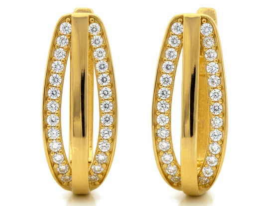 Kolczyki złote angielskie z cyrkoniami