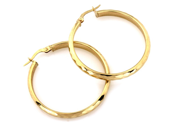 Kolczyki złote koła szerokie zdobione 25mm