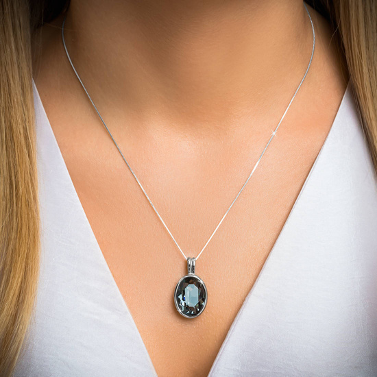 Naszyjnik srebrny 925 Swarovski - elipsa