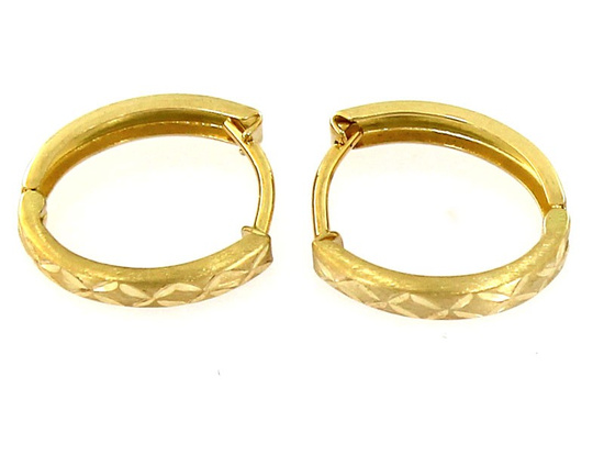 Złote kolczyki małe kółeczka frezowane