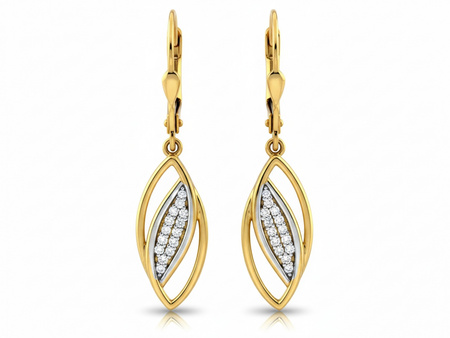 Złote kolczyki wiszące delikatne z cyrkoniami