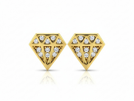 Kolczyki złote w kształcie diamentu z cyrkoniami
