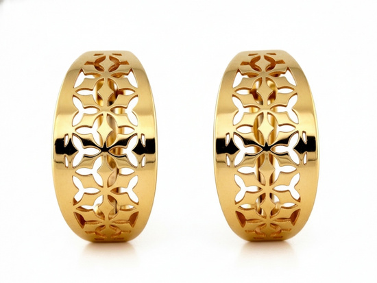 Złote kolczyki ażurowe angielskie zapięcie