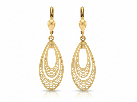 Kolczyki angielskie długie owalne ażurowe ozdoby