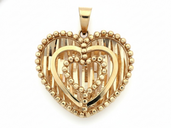 Zawieszka złote serce błyszczące przestrzenne