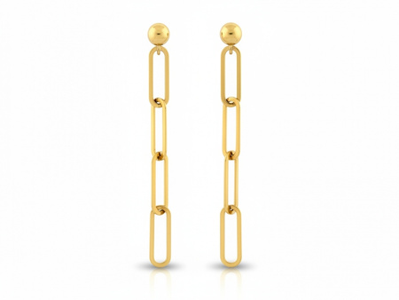Kolczyki złote wiszące łańcuszki na sztyfcie