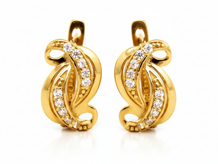 Złote kolczyki oryginalne przeplatane z cyrkoniami