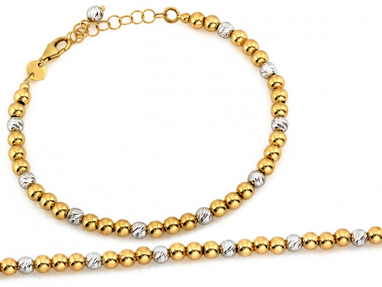 Bransoletka złota z dwukolorowych  kulek 4mm