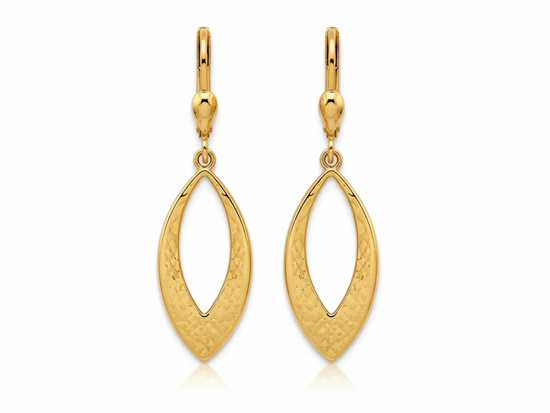 Kolczyki złote z owalnymi wiszącymi ozdobami
