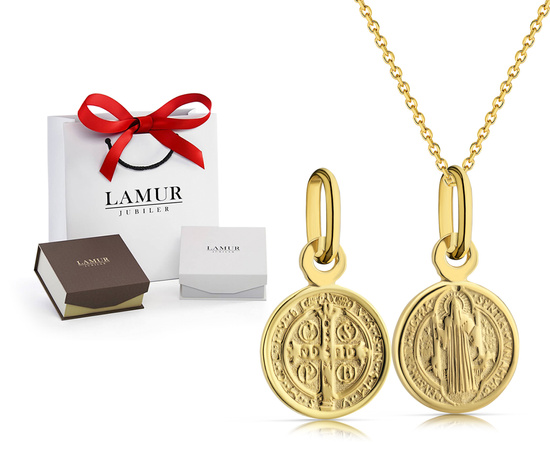 Złoty naszyjnik 585 - medalik benedyktyński