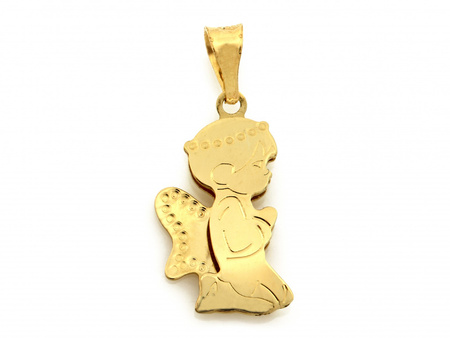 Złoty aniołek klęczący zawieszka wisiorek