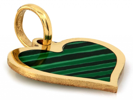 Zawieszka złote serce z malachitem