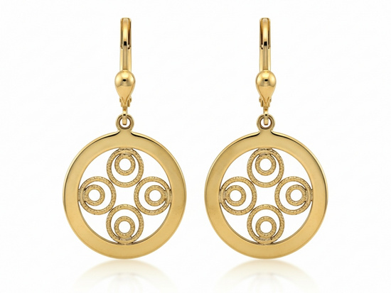 Kolczyki złote ażurowe wiszące okrągłe