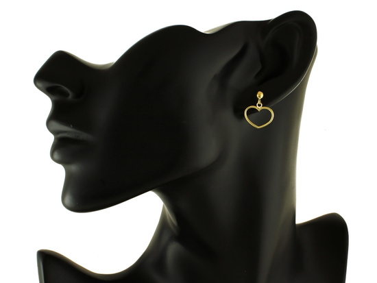 Kolczyki złote na sztyfcie z wiszącym sercem 