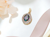 Zawieszka złota z topazem mistycznym i cyrkoniami