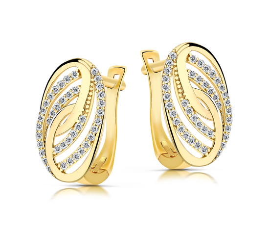 Złote kolczyki 585 z cyrkoniami - klasyczne