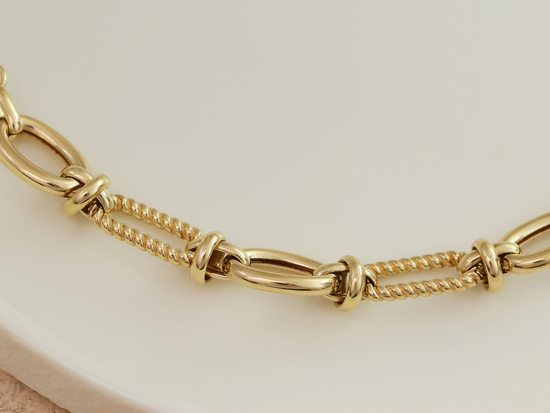 Złota bransoletka z dużych owalnych ogniw