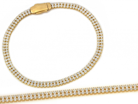 Bransoletka złota dwa rzędy cyrkonii