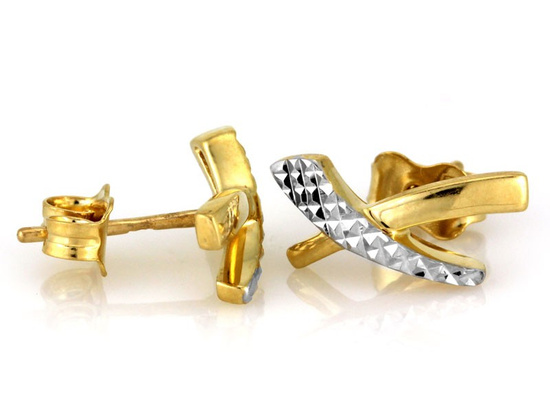 Kolczyki złote diamentowane na sztyft