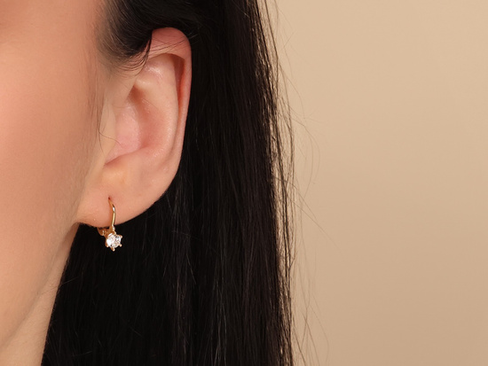 Kolczyki złote angielskie z cyrkonią