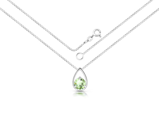 Naszyjnik srebrny 925 z naturalnym oliwnem - łezka