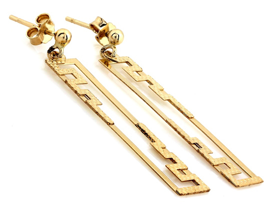 Kolczyki złote długie sztywne prostokąty
