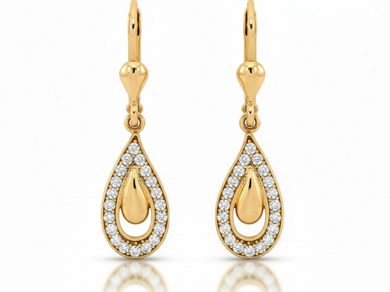 Kolczyki złote wiszące z cyrkoniami